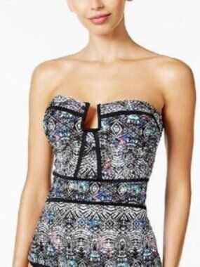 Island Escape Black Multi Summer Exodus Tribal-Print Tankini Top 6